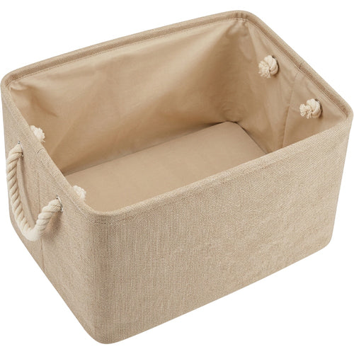 Hjvkp Cotton Linen Folding Storage Basket Rope Handles Beige - Product view