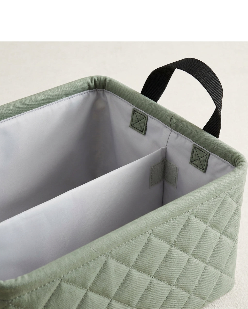 Hjvkp Quilted Canvas Folding Basket with Divider Sage - Detail view
