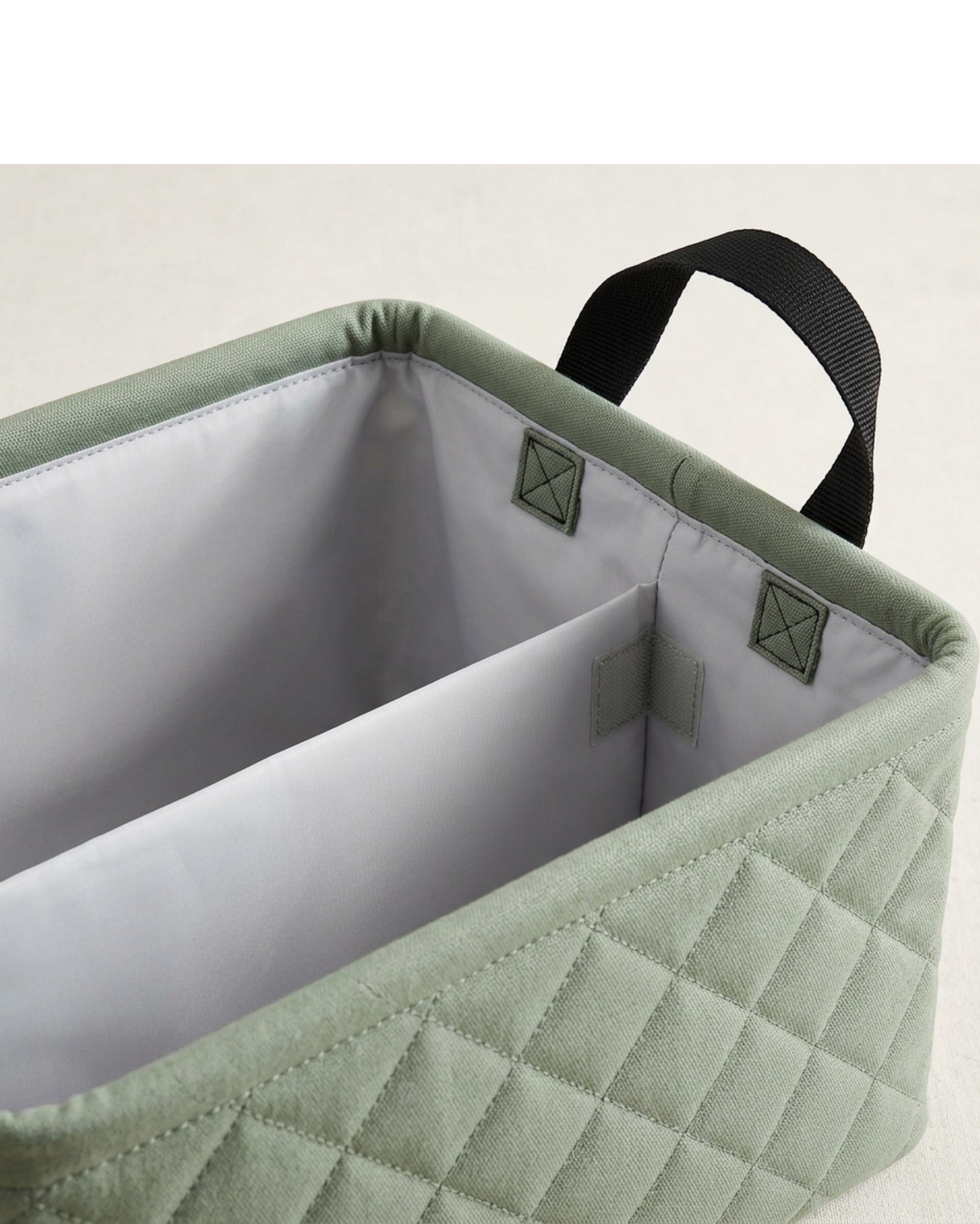 Hjvkp Quilted Canvas Folding Basket with Divider Sage - Detail view