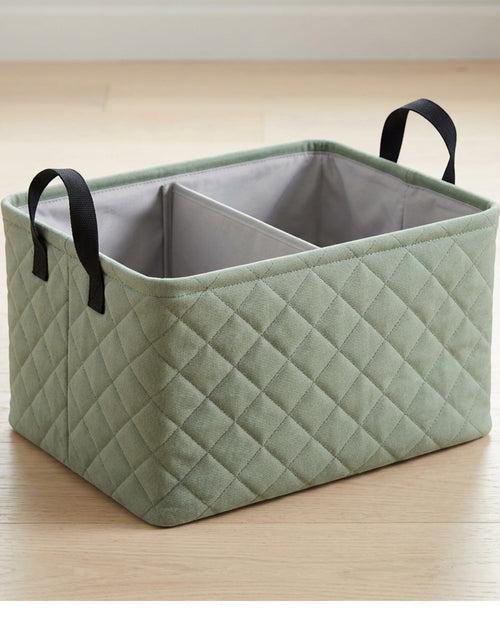 Hjvkp Quilted Canvas Folding Basket with Divider Sage - Lifestyle view
