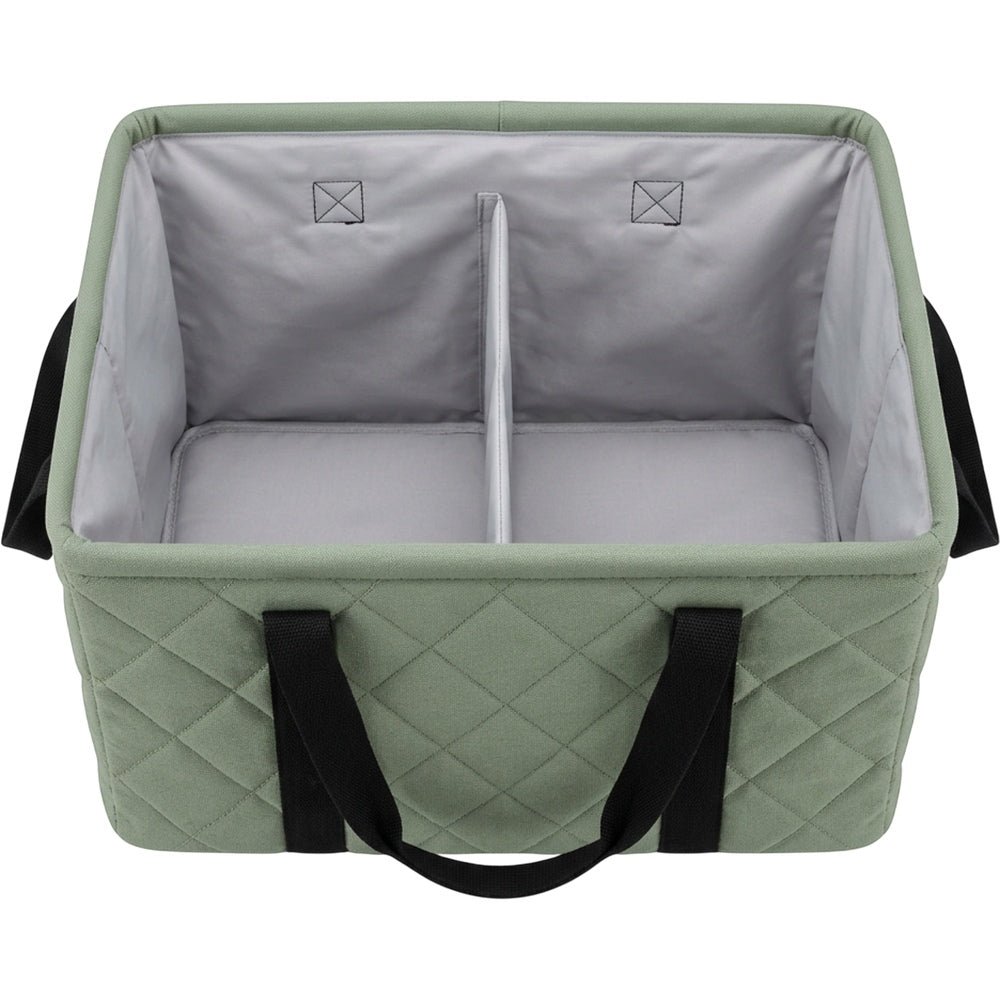 Hjvkp Quilted Canvas Folding Basket with Divider Sage - Product view