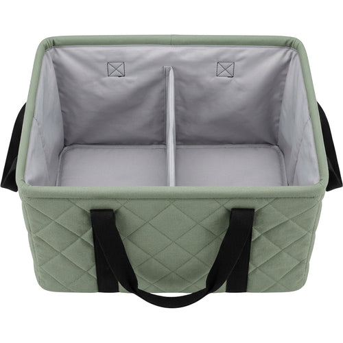 Hjvkp Quilted Canvas Folding Basket with Divider Sage - Product view