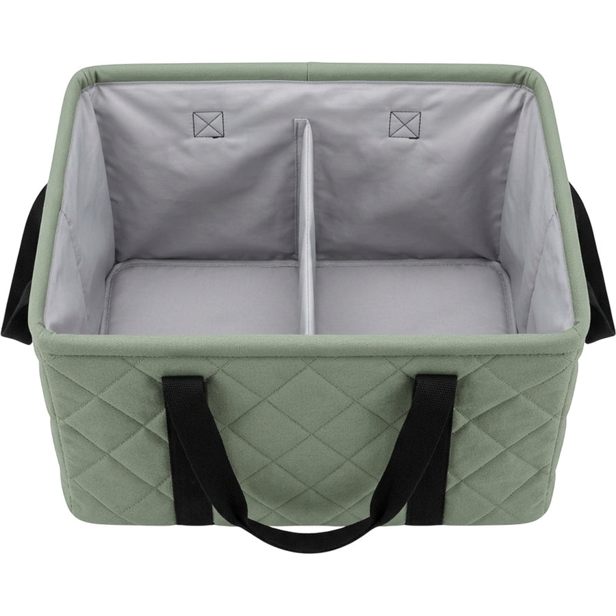Hjvkp Quilted Canvas Folding Basket with Divider Sage