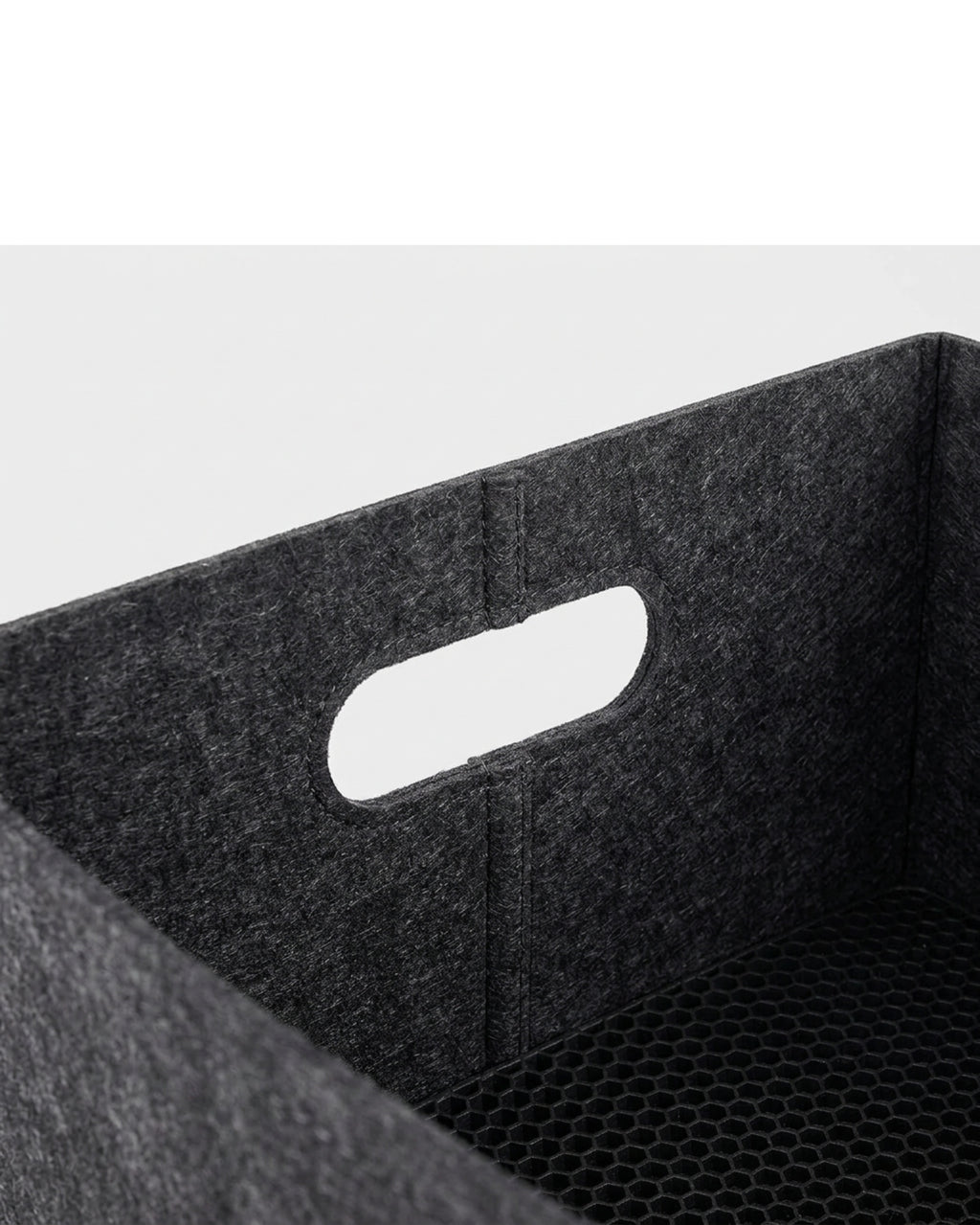 Hjvkp Tall Felt Folding Storage Bin Cutout Handles Charcoal - Detail view