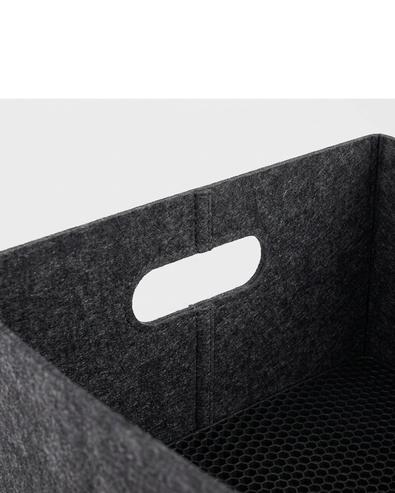Hjvkp Tall Felt Folding Storage Bin Cutout Handles Charcoal - Detail view