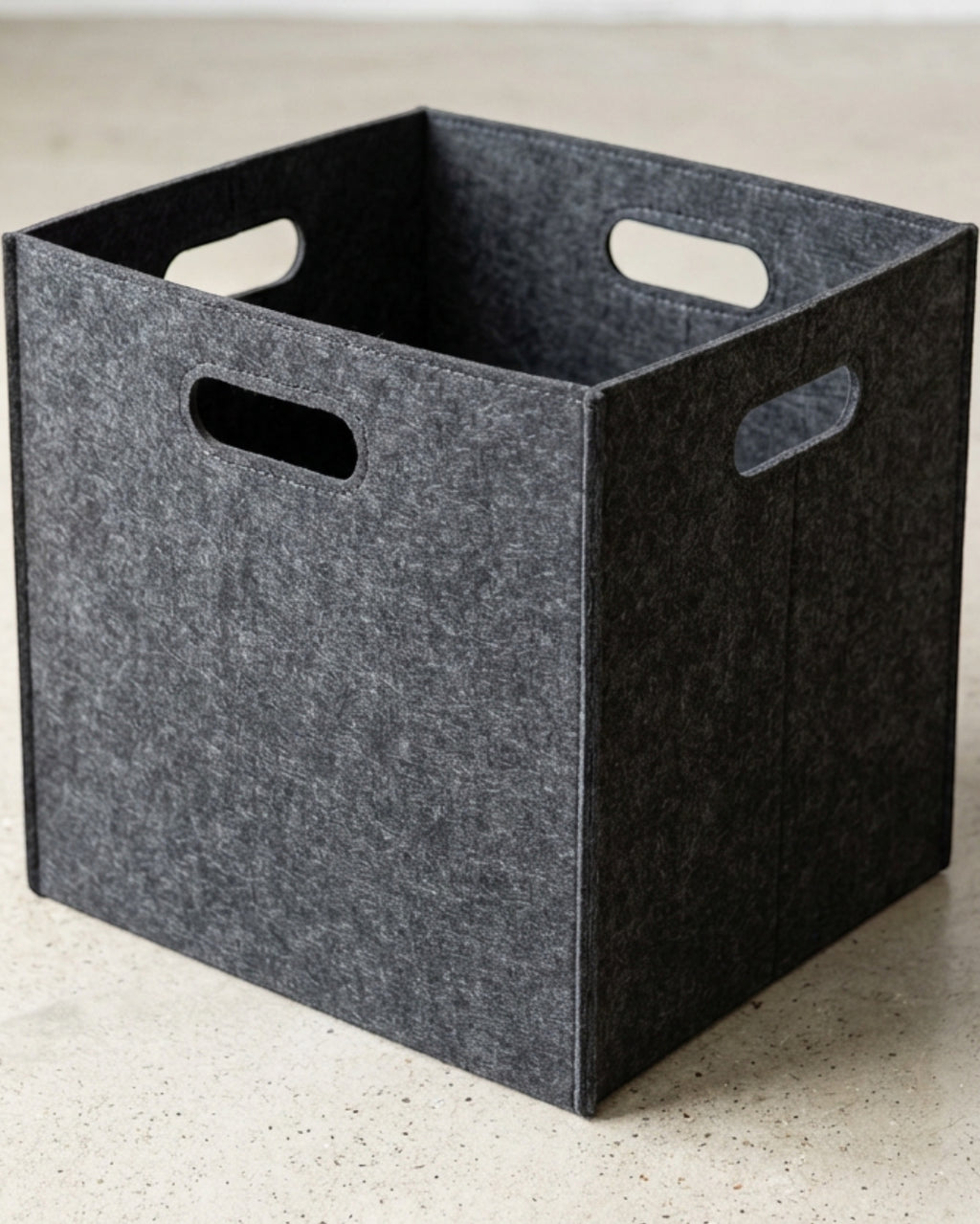 Hjvkp Tall Felt Folding Storage Bin Cutout Handles Charcoal - Lifestyle view
