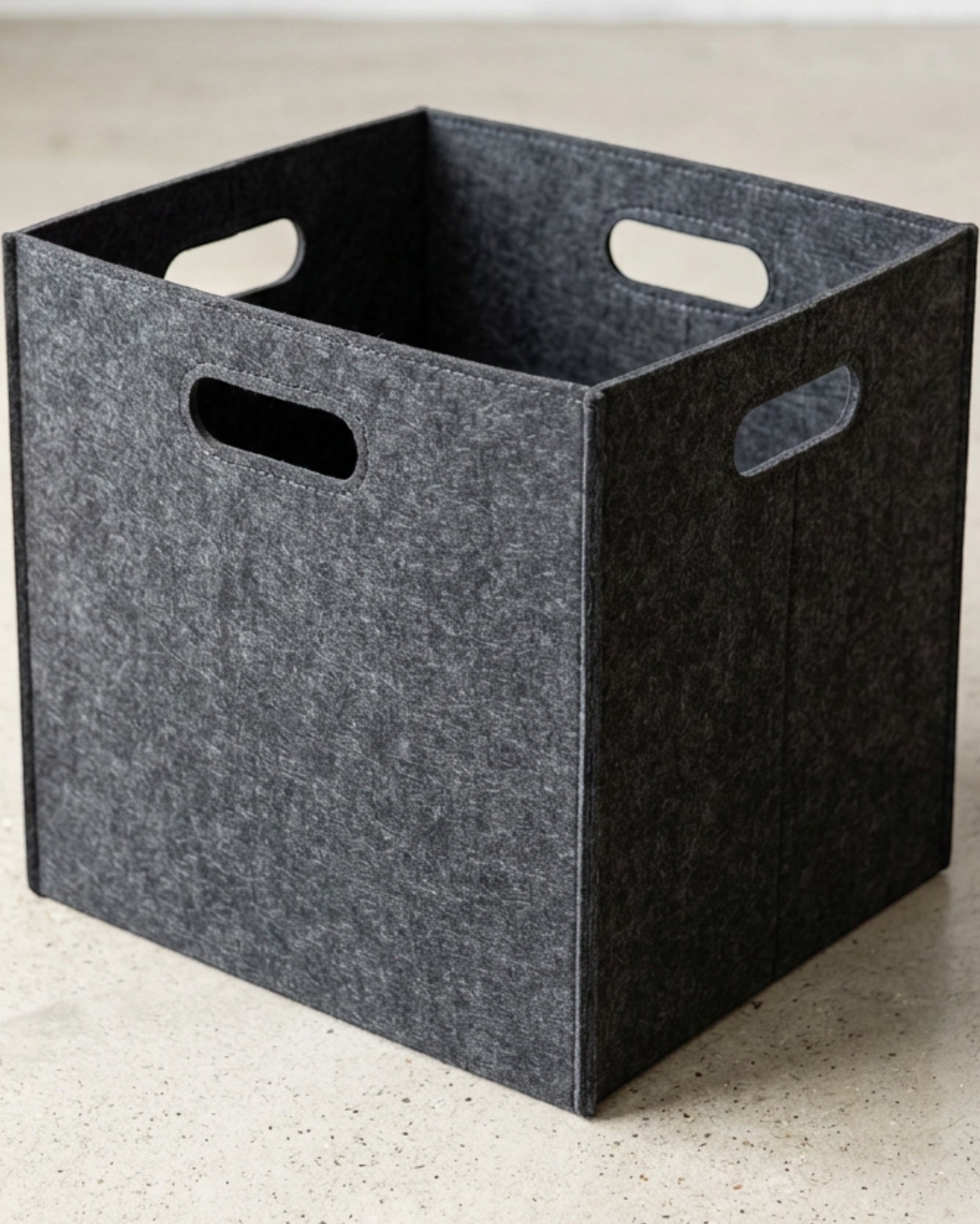Hjvkp Tall Felt Folding Storage Bin Cutout Handles Charcoal - Lifestyle view