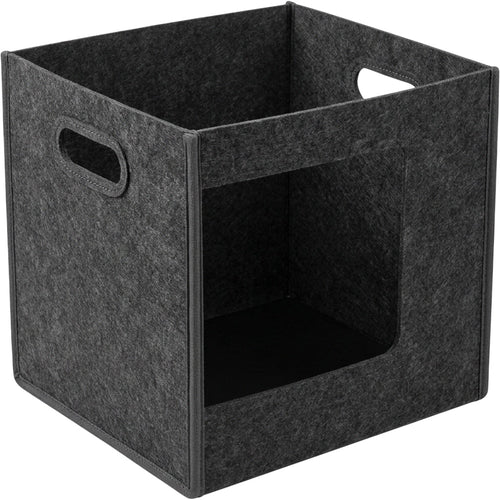 Hjvkp Tall Felt Folding Storage Bin Cutout Handles Charcoal - Product view